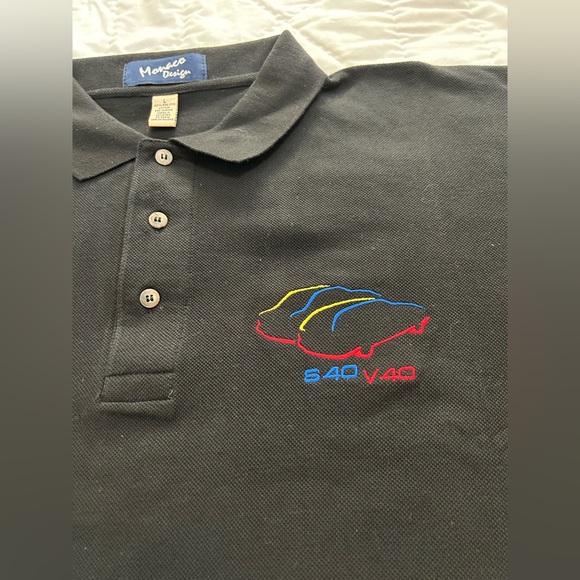 Volvo S40 V40 Polo Shirt Mens Large Black Cotton Embroidered Multi Color Logo - Picture 5 of 9